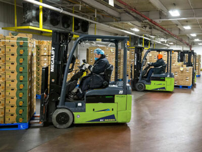 Montacargas Eléctricos Megalift operando en cámara fría